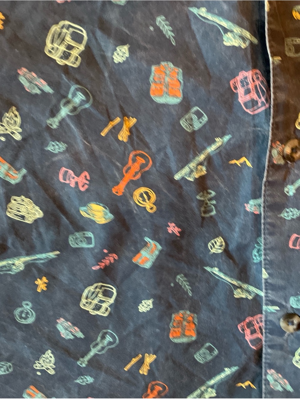Magellan Outdoors Men’s Navy Classic Fit Printed Shirt #camping theme - Picture 3 of 4